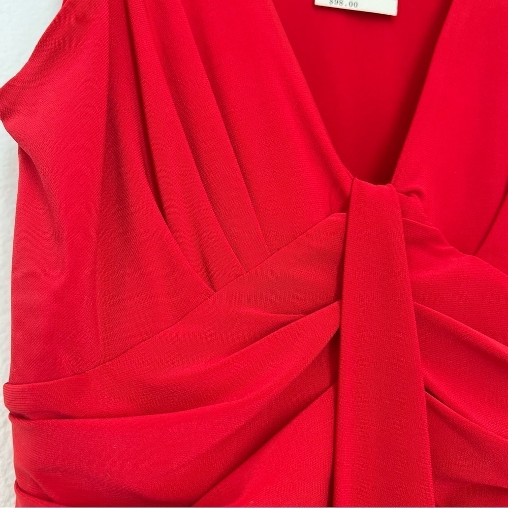 NWT Arden B Red V Neck A Line plunged sleeveless Pleated Cocktail Dress Party S - Picture 8 of 13